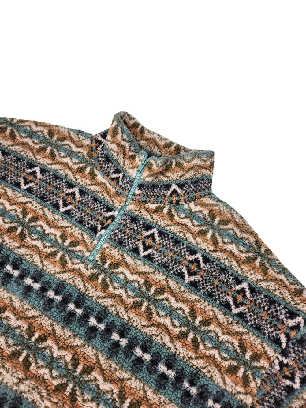 American Eagle Sherpa Fleece Pullover Medium Fair Isle Aztec 1/4 Zip Cozy